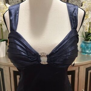 Speechless Navy Blue Prom Dress with Rhinestone Detail